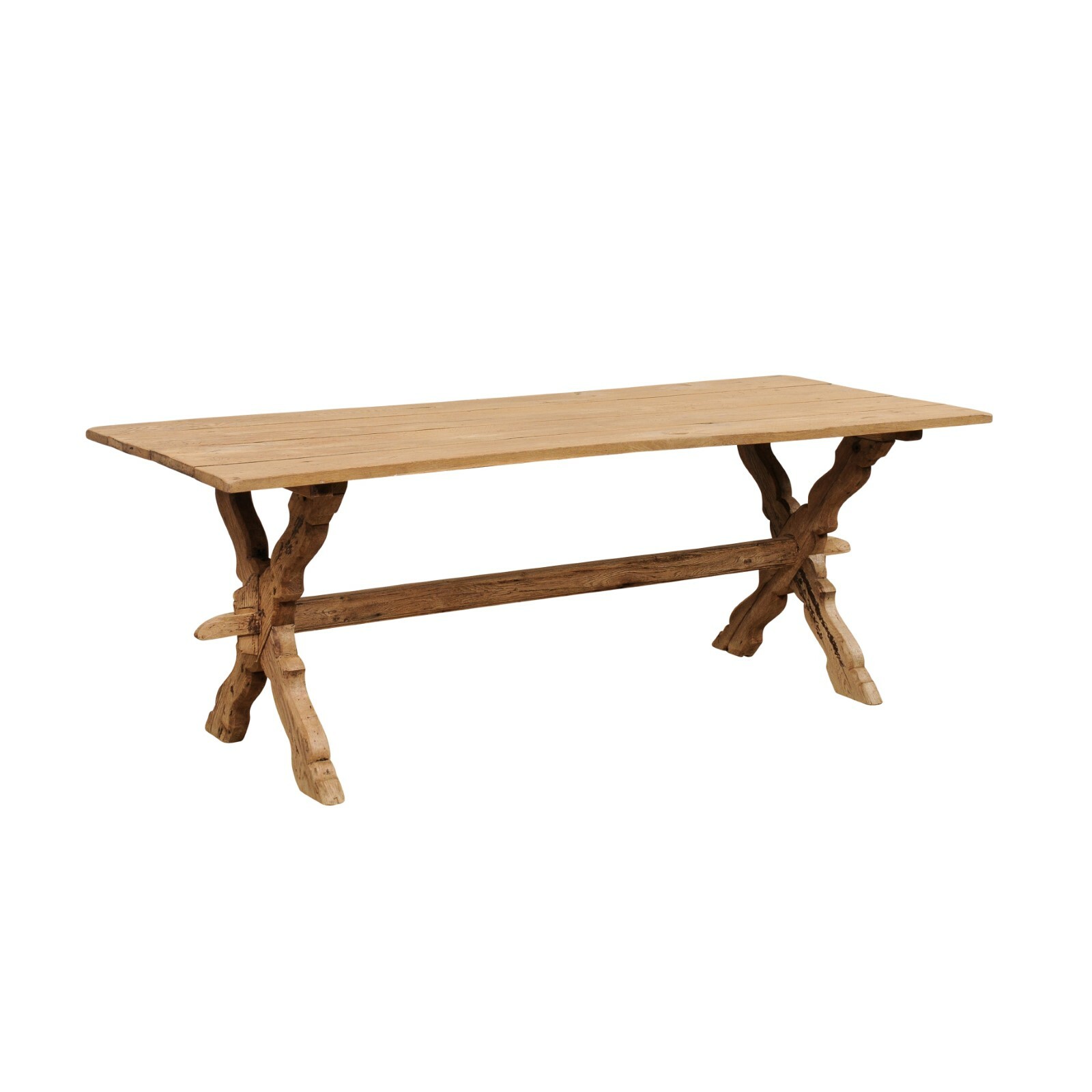 19th C. Bleached Oak Table or Desk, France