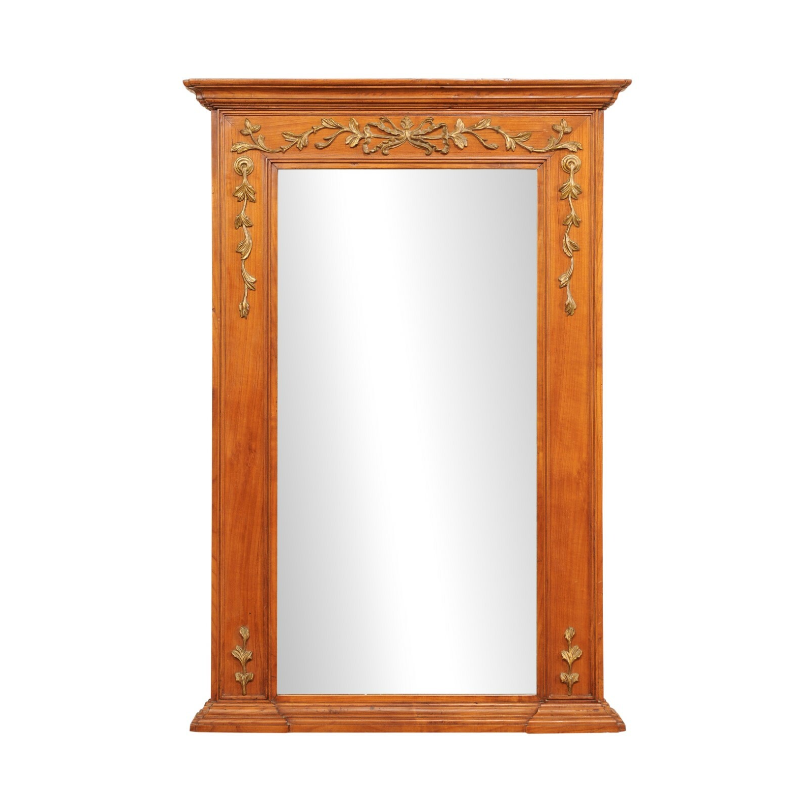 French Antique 4ft Mirror w/Foliate Accents