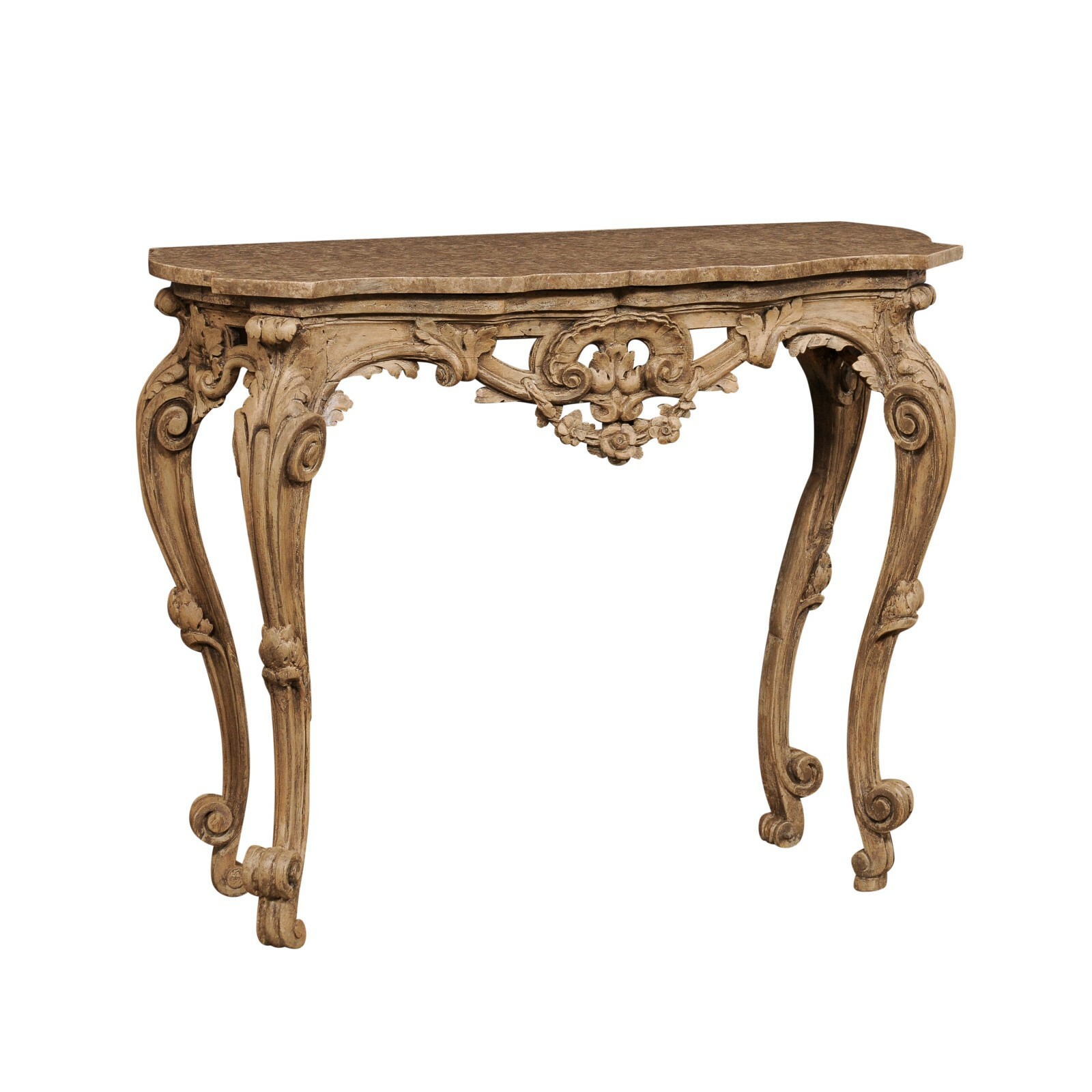 Italian Rococo Carved Console w/Marble Top