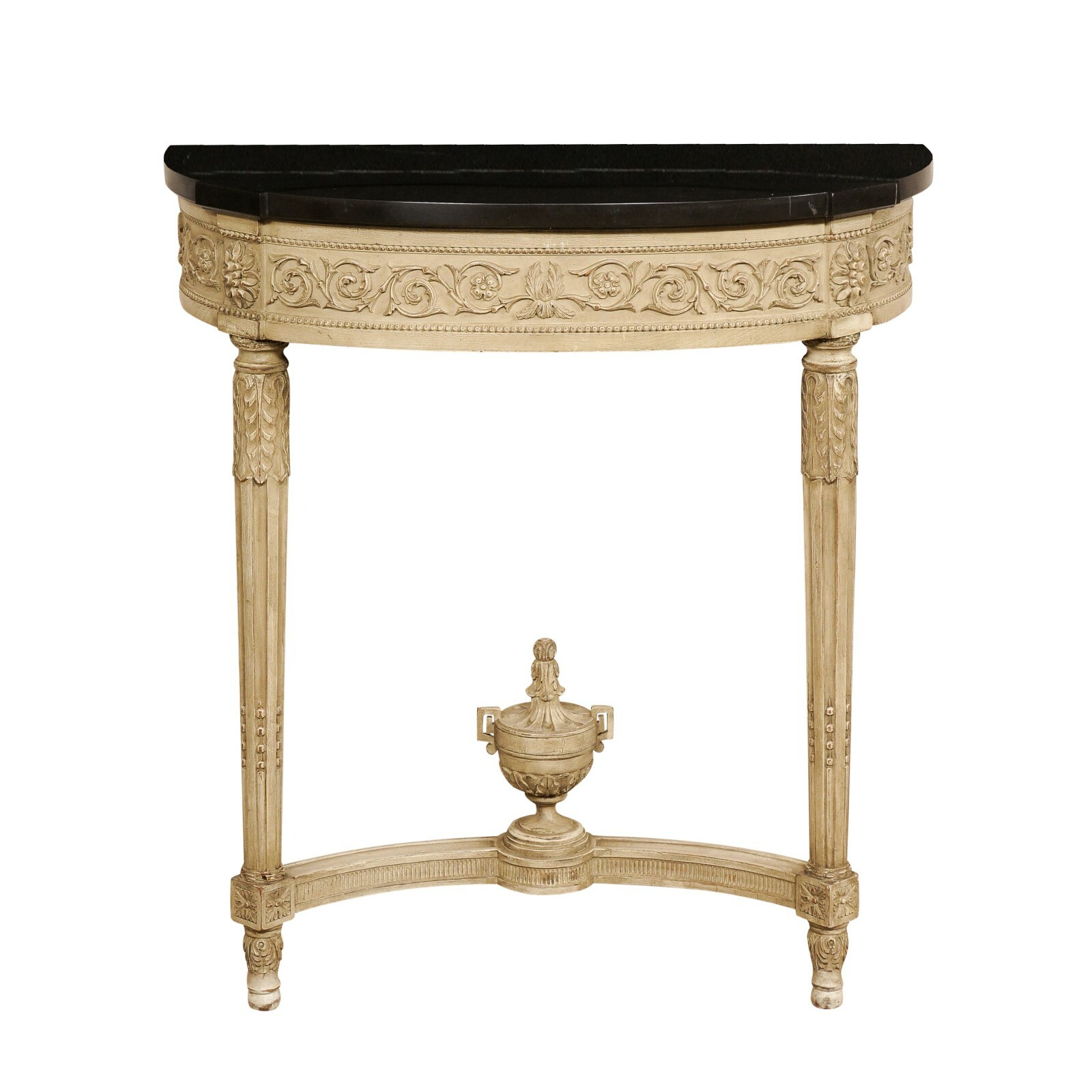 Petite French Neoclassic Marble Top Console