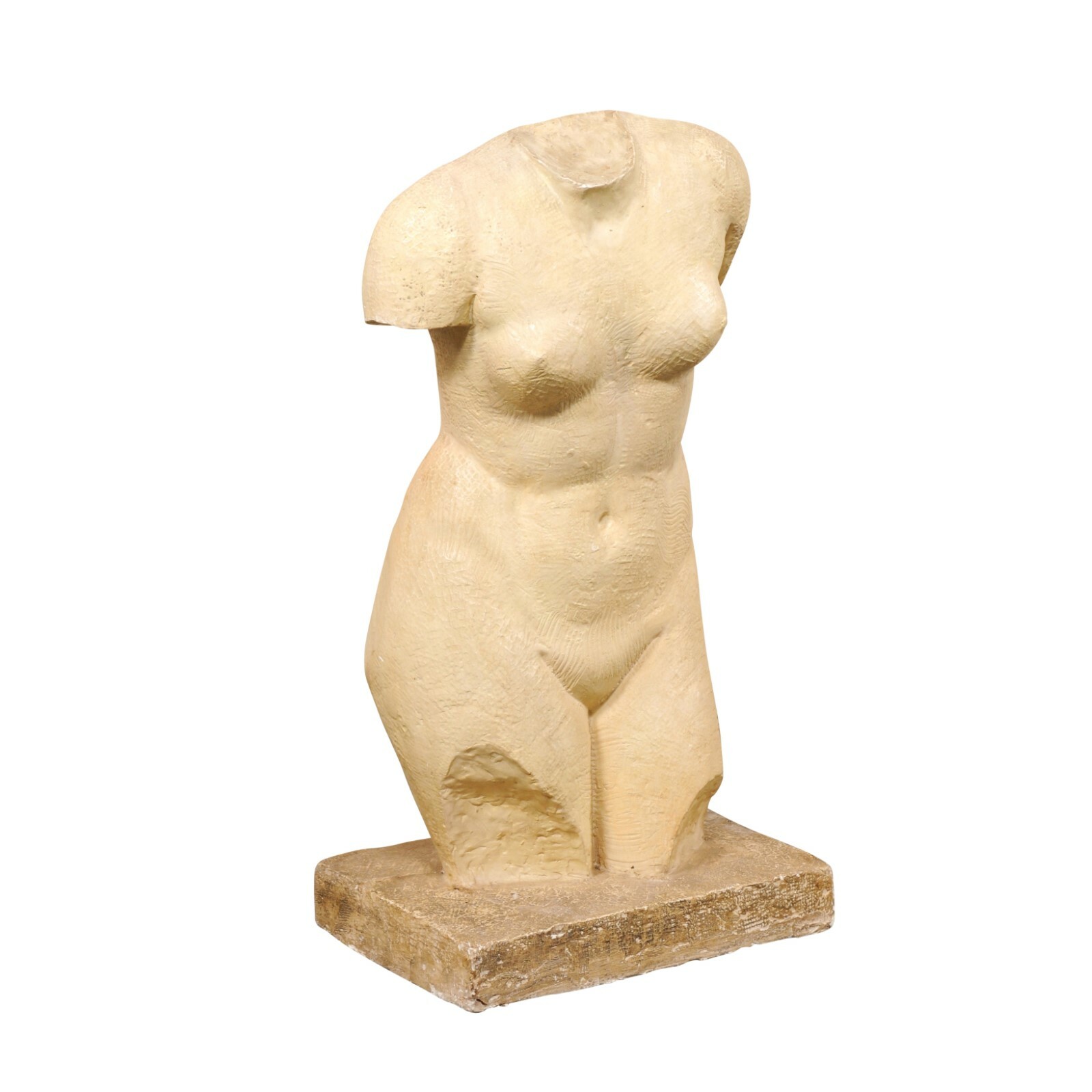 French Nude Female Torso Statue, 3+ Ft Tall