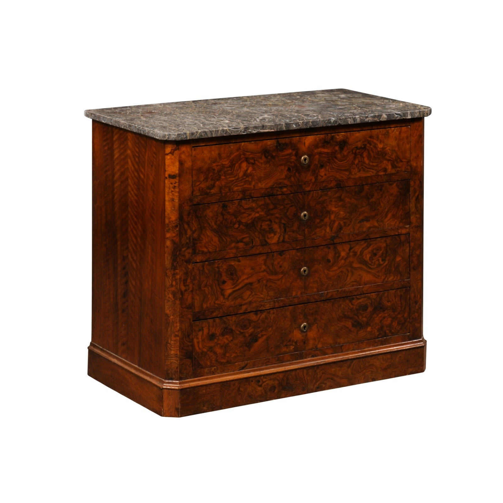 1820's French Burl-Wood Marble Top Commode