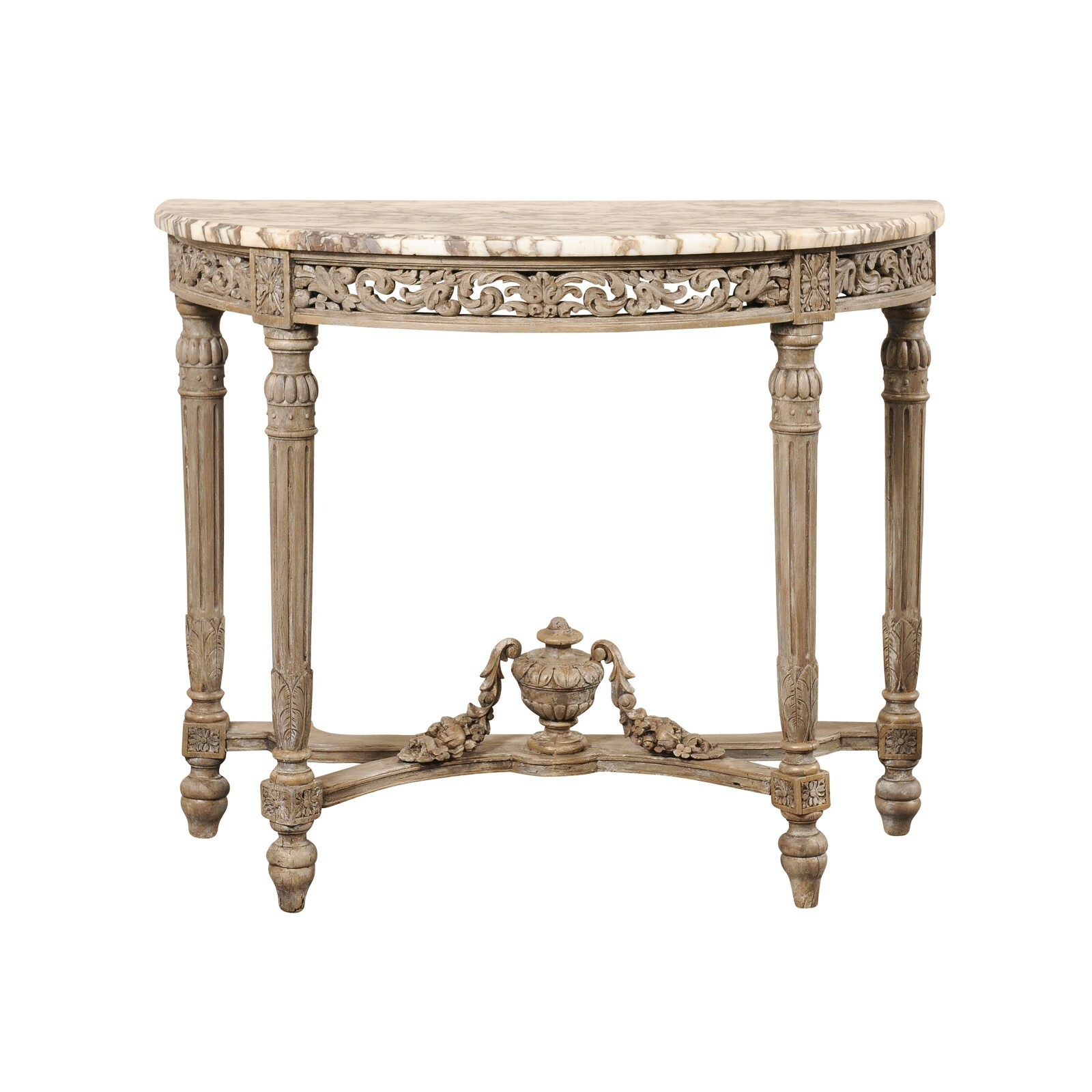 French Neoclassic Demi-Lune w/Marble Top