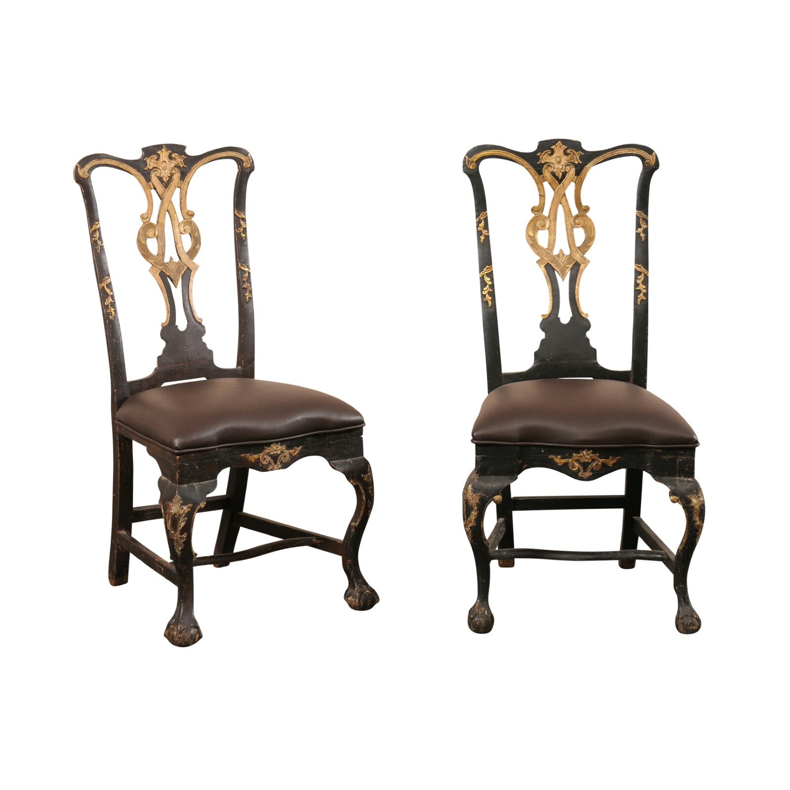 Pair 18th C. Danish Rococo Side Chairs