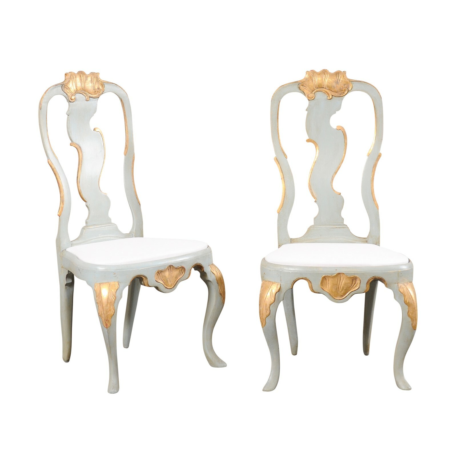 Danish Pair Elegant Period Rococo Chairs