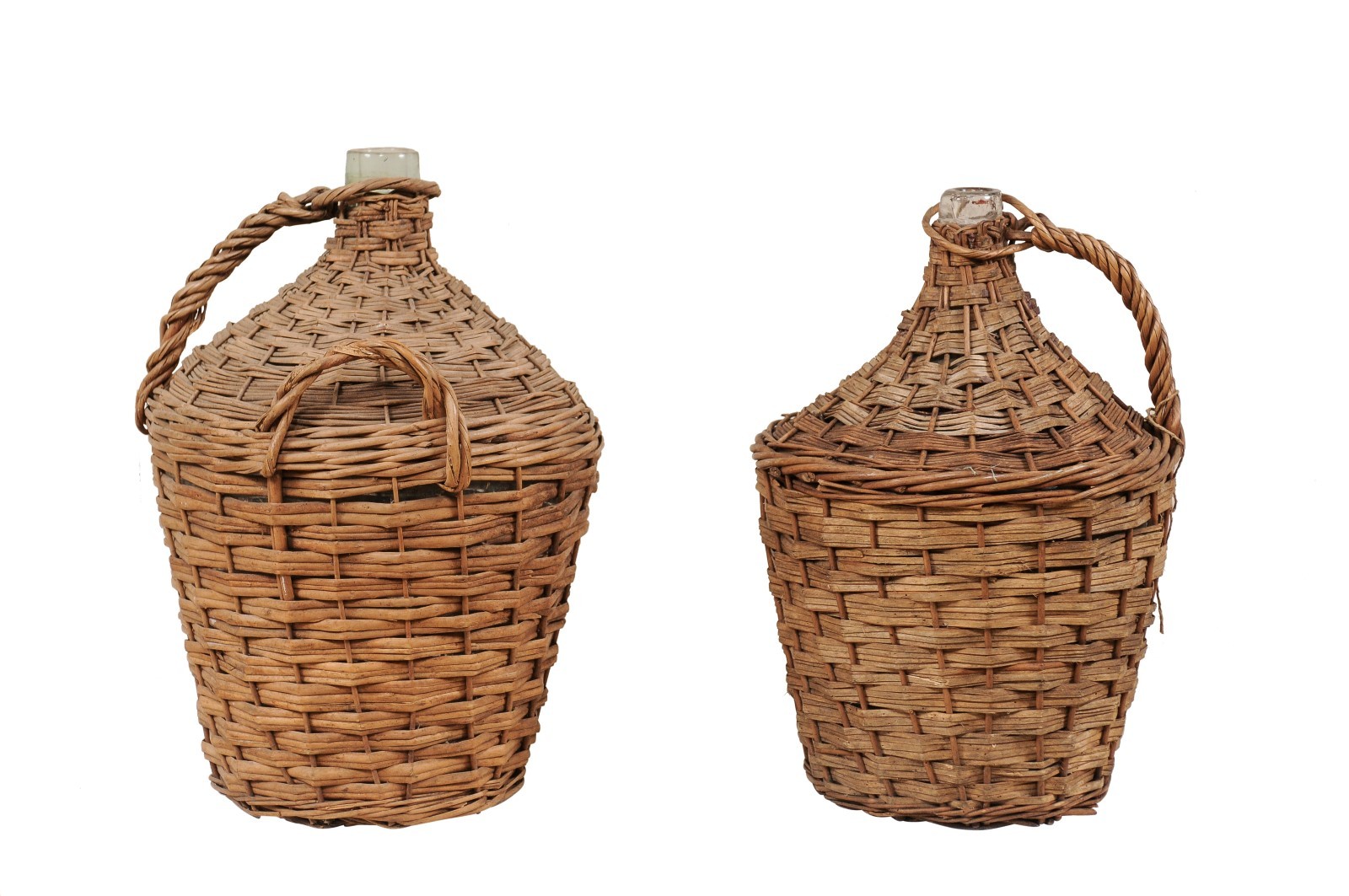Pair French Demijohns in Baskets