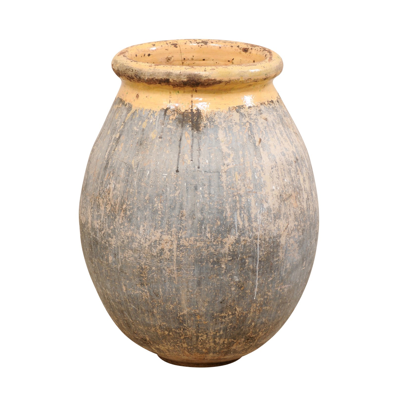 Antique French Biot Jar with Glazed Rim