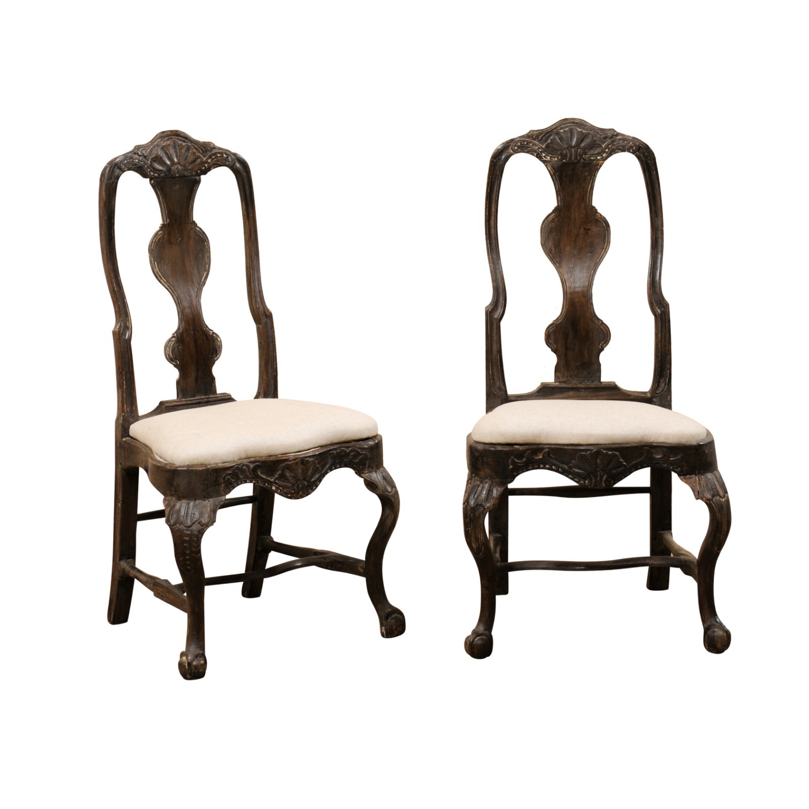 Pair Swedish Period Rococo Side Chairs