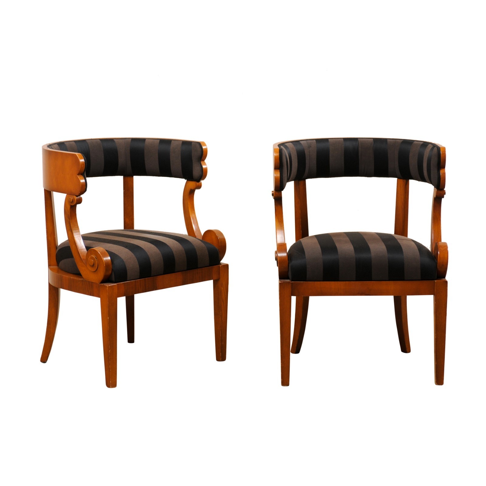 Pair Italian Barrel Back Occasional Chairs