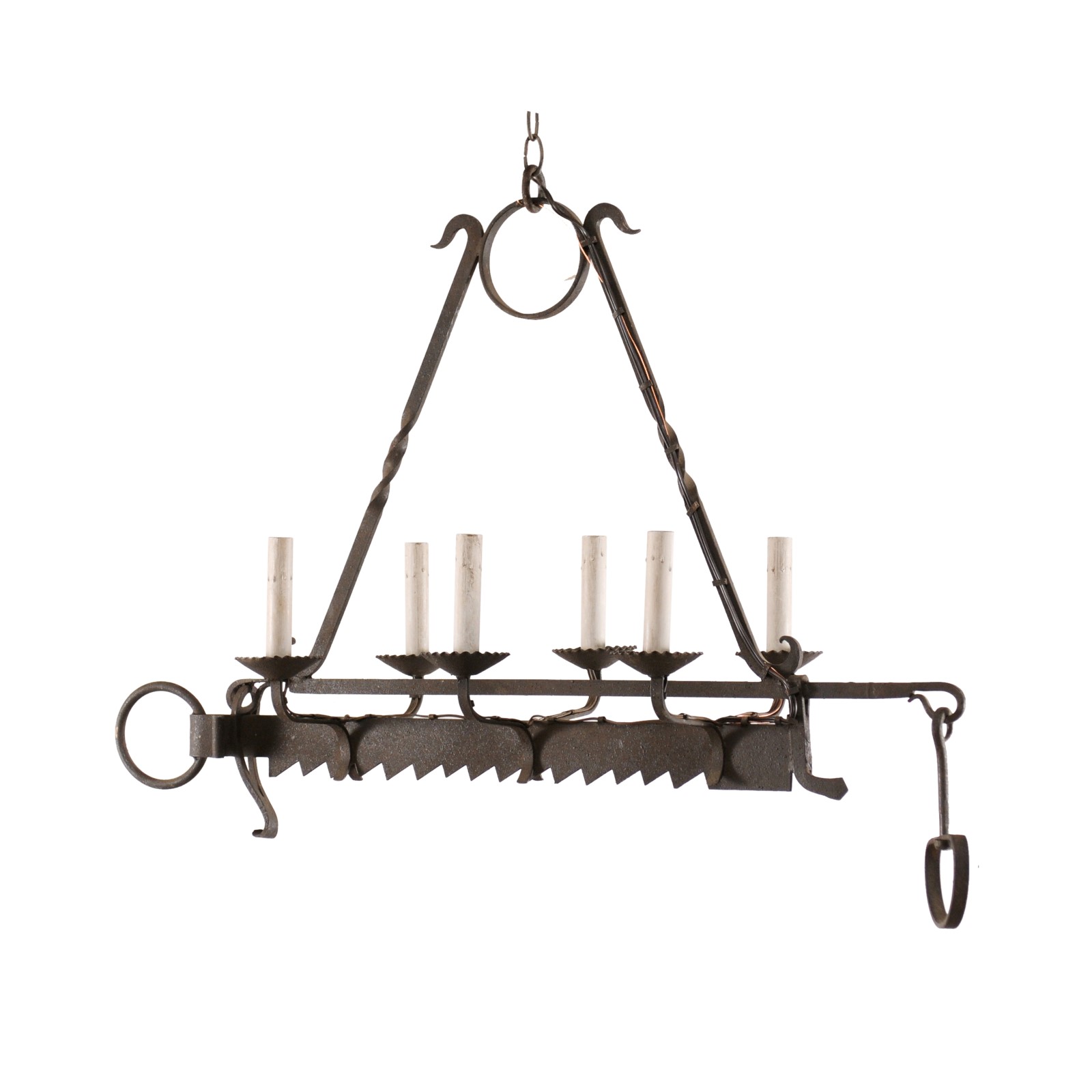 French Iron Spit-Jack Chandelier