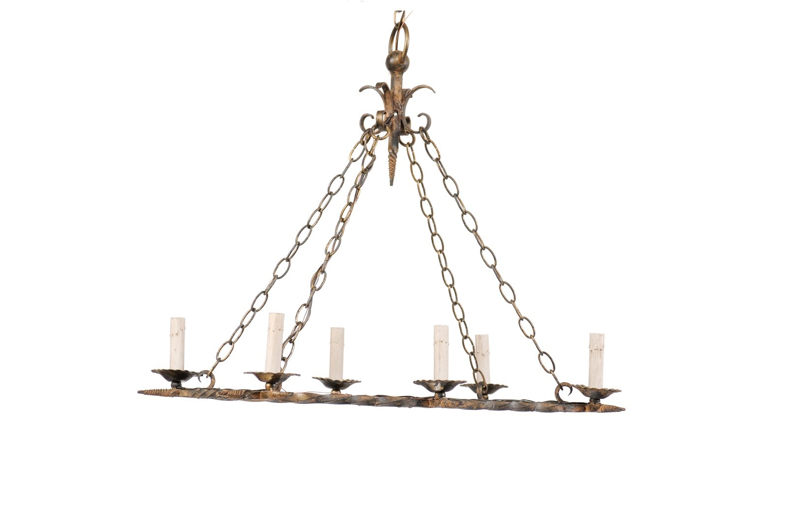 A French Twisted-Iron Painted Chandelier