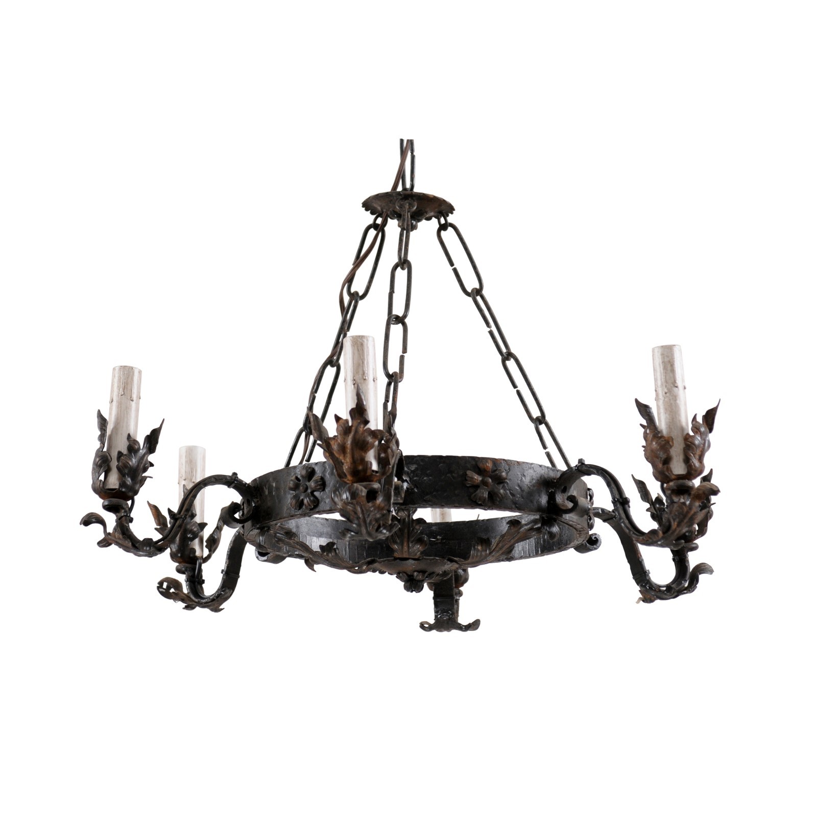 Leaf Motif Iron Ring Chandelier