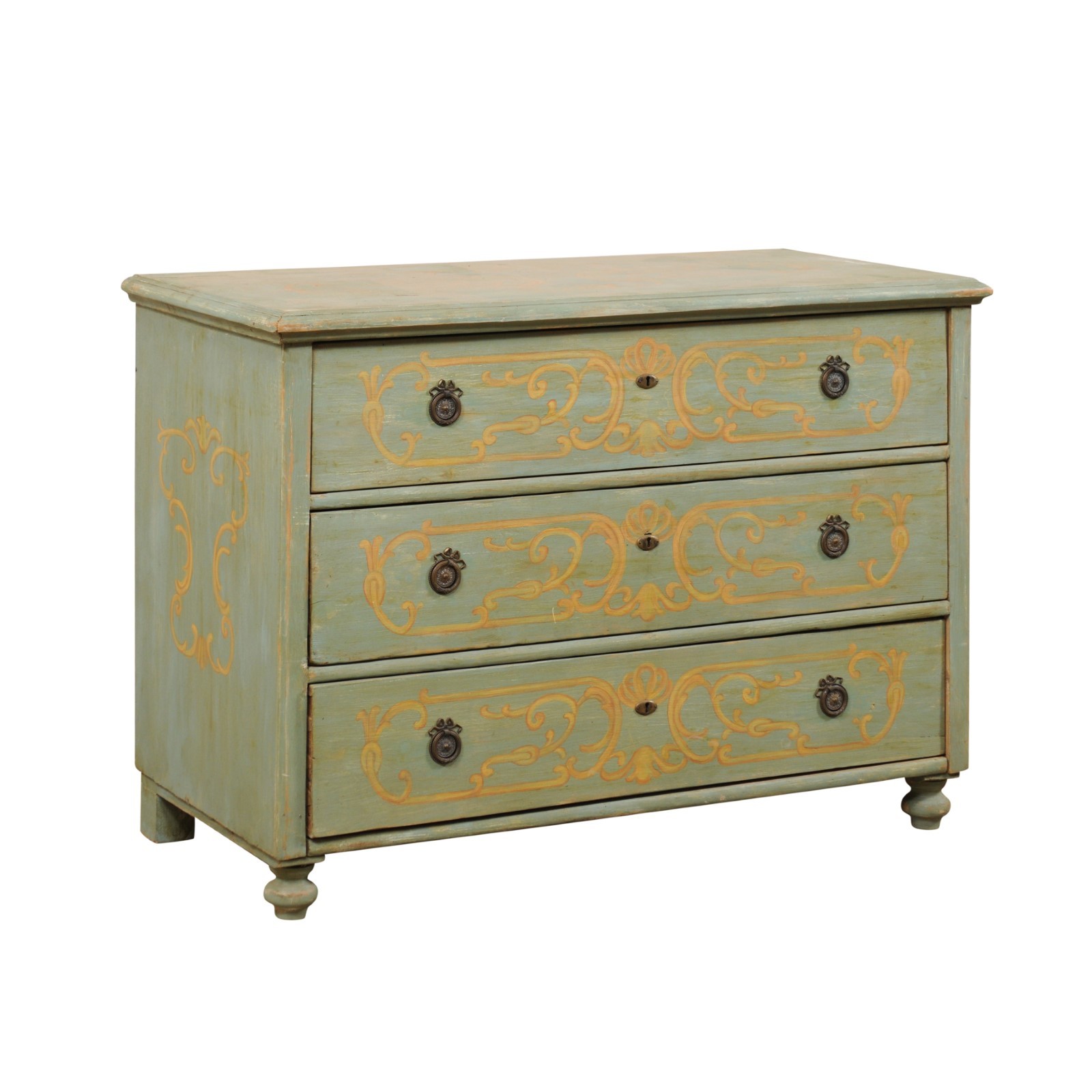 Antique European Hand-Painted Wood Chest
