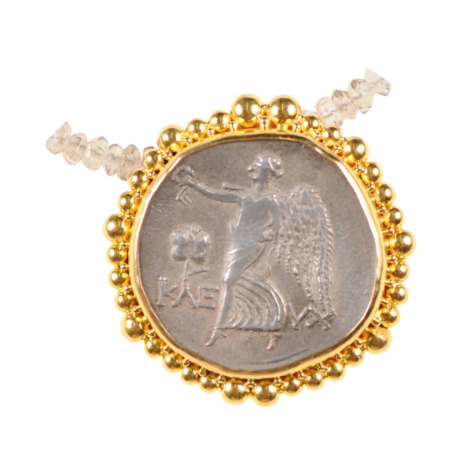Ancient Greek Coin in 22k Gold Pendant