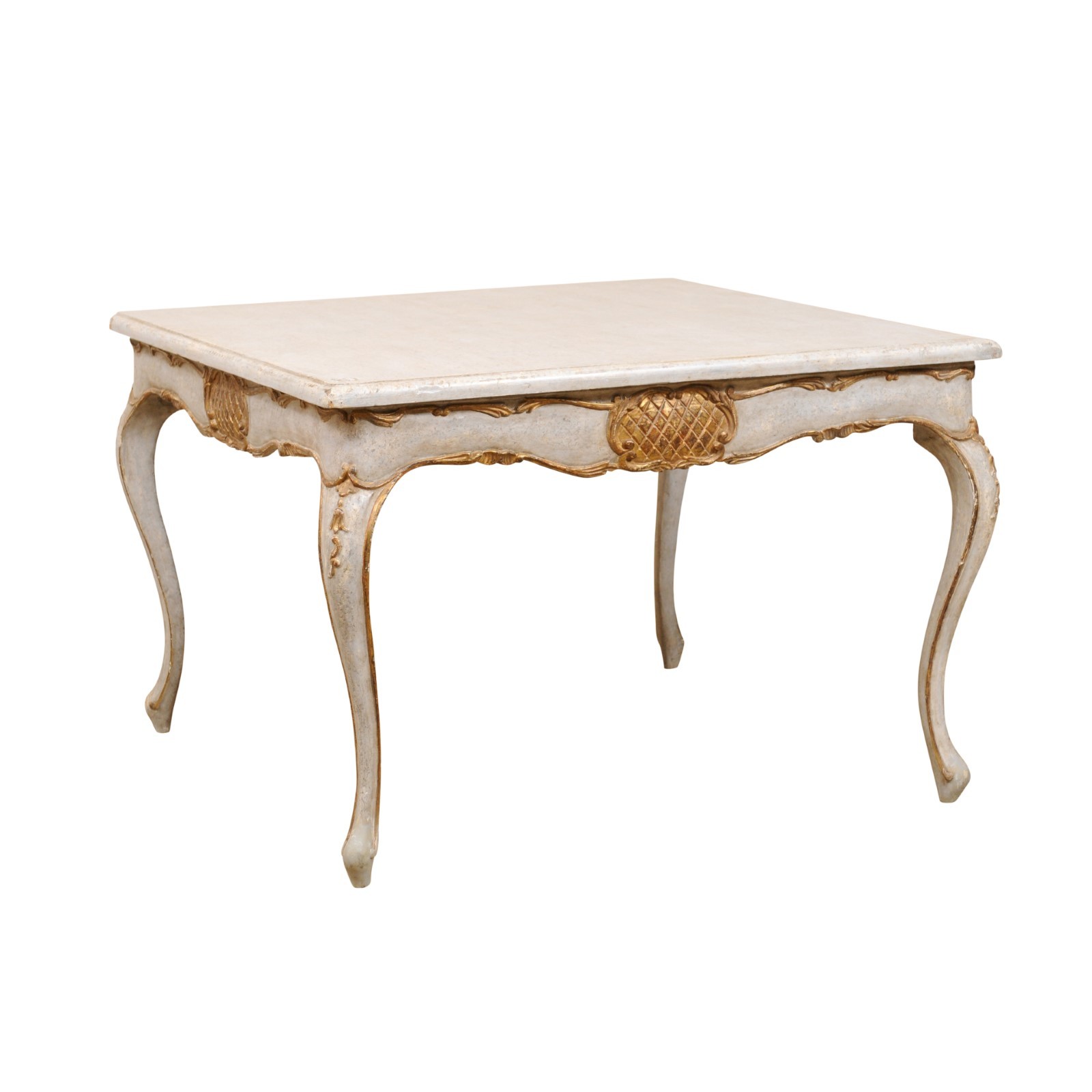 Italian 47.25" Square Table w/ Gilt Accents