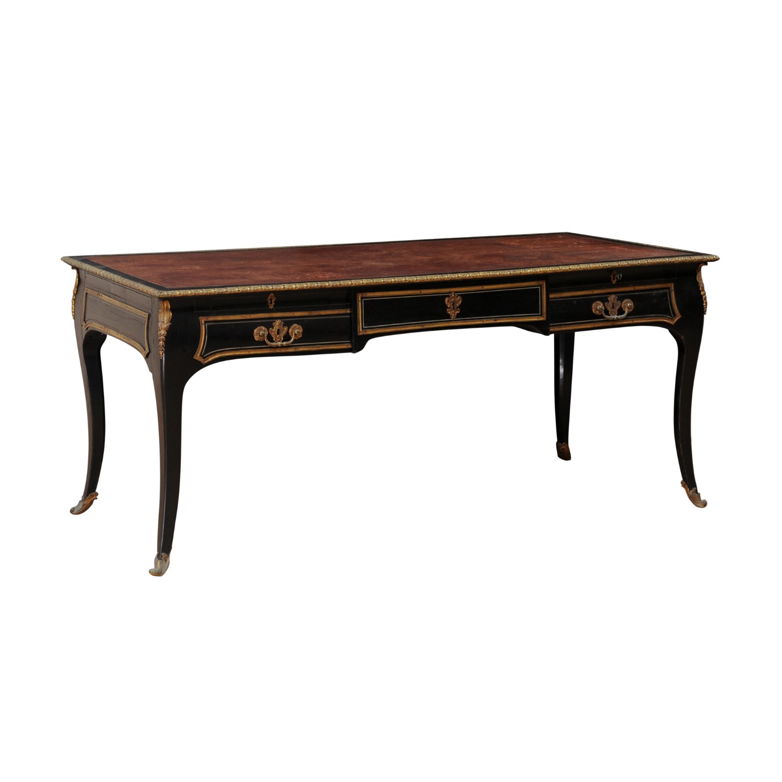 French Desk w/Leather Writing Pad, 19th C.