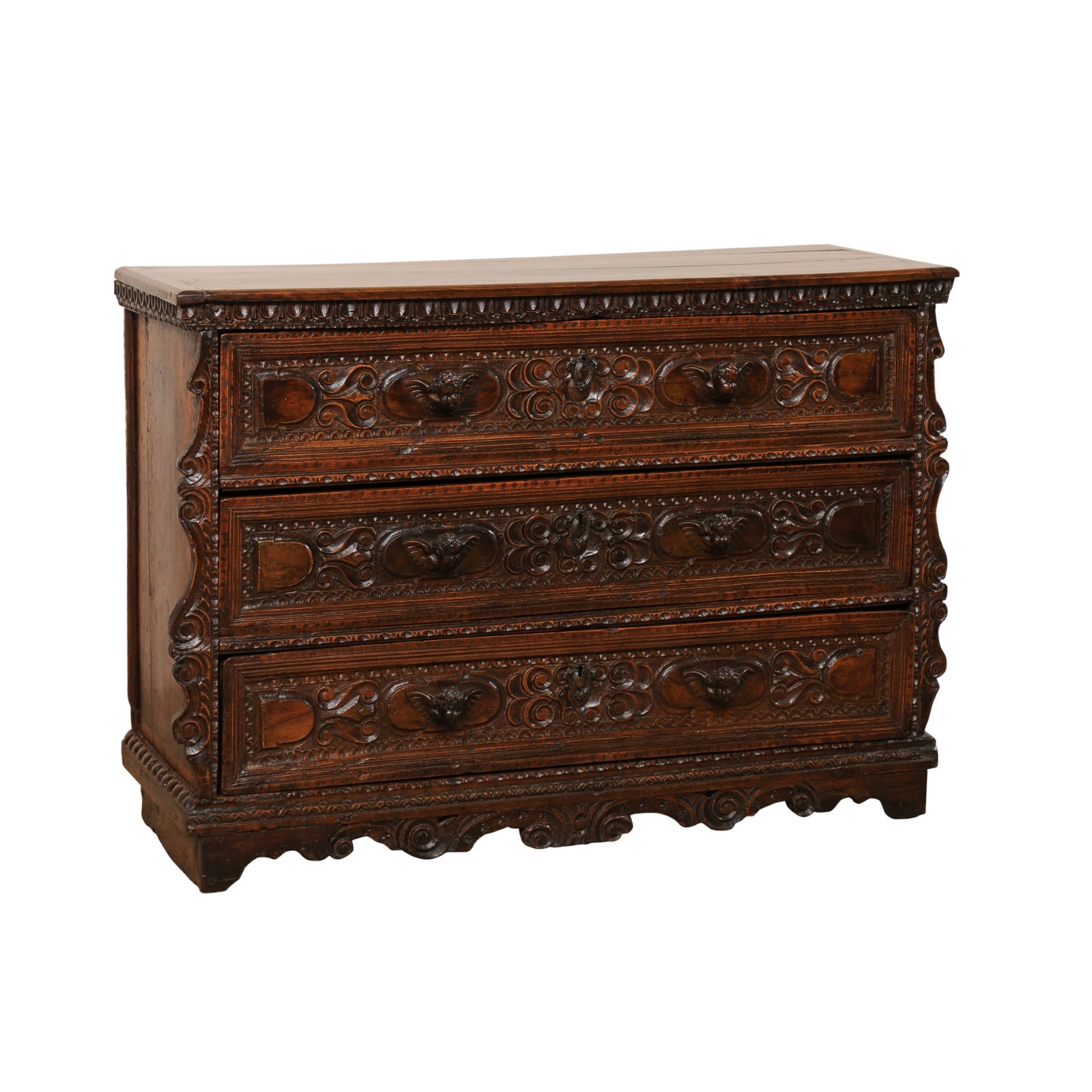 18th c Italian Commode w/Carved Putti Pulls
