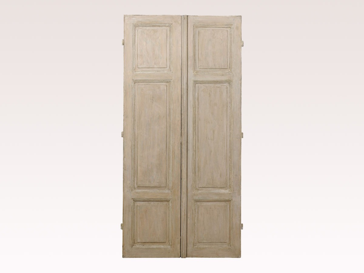Pair of French Grey Painted Doors