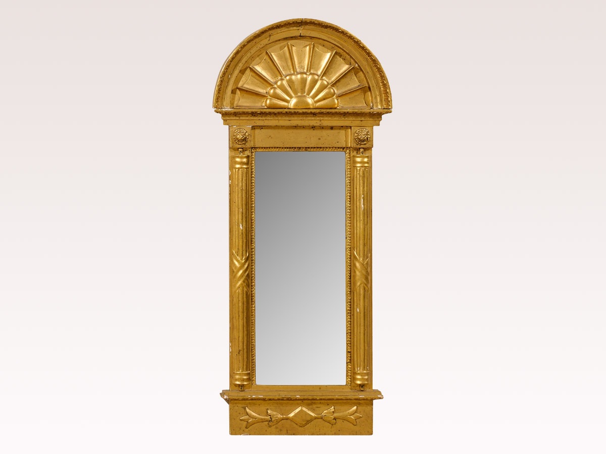 Swedish Gilt Wood Arched Mirror