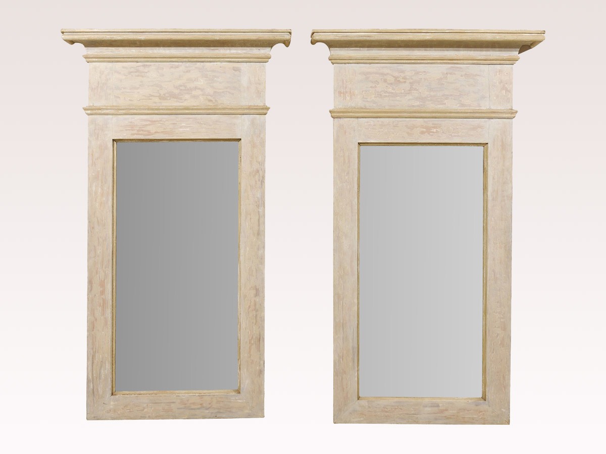 A Pair of Neutral Trumeau Mirrors