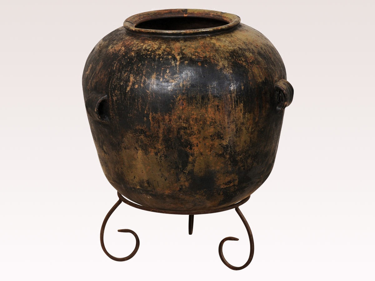 Guatemalan Ceramic Jar on Stand