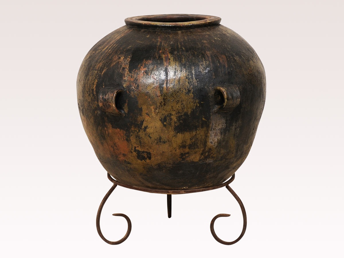 A Guatemalan Ceramic Jar on Stand