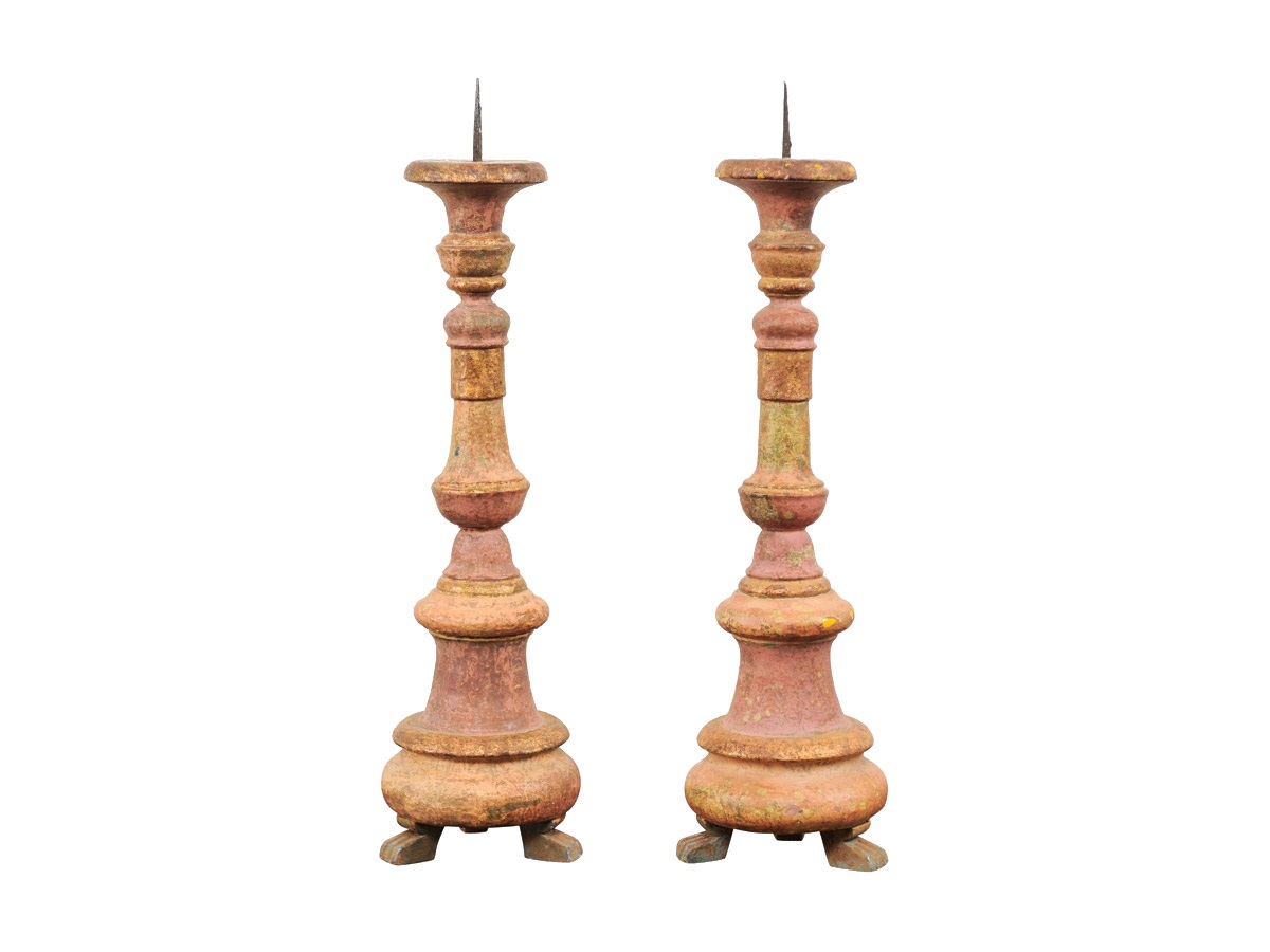 19th Century Wooden Candlesticks