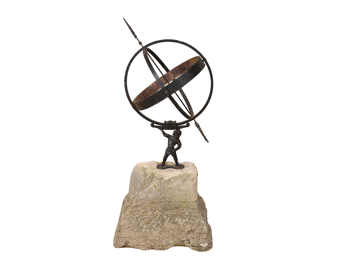 Swedish Atlas Armillary w/Stone Plinth