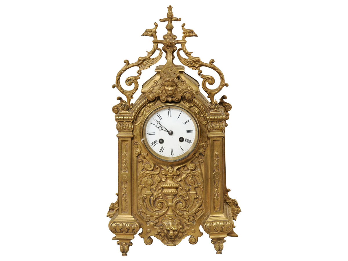 Antique French Brass Mantel Clock