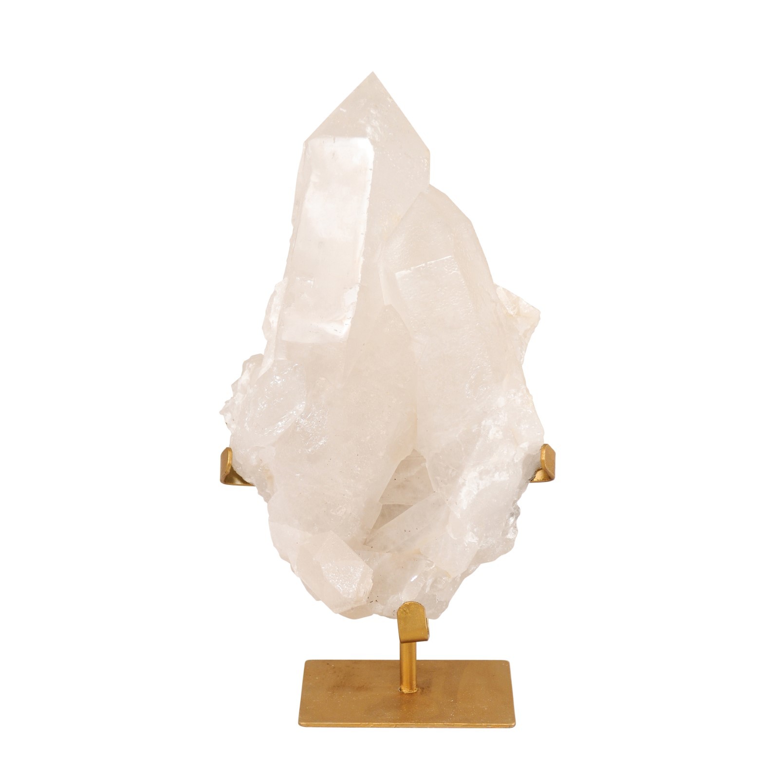 A Large Quartz Crystal on Golden Stand