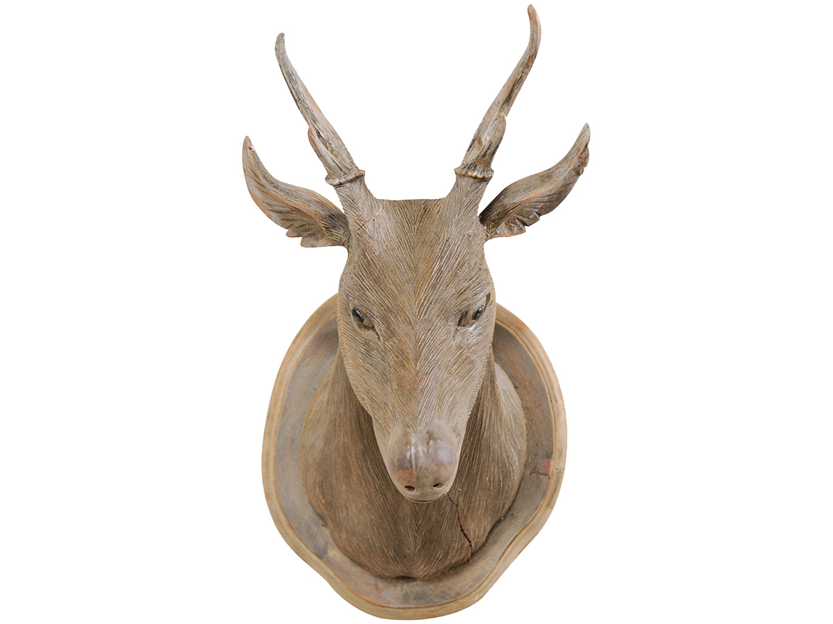 Masterfully-Carved Deer Head Wall Plaque