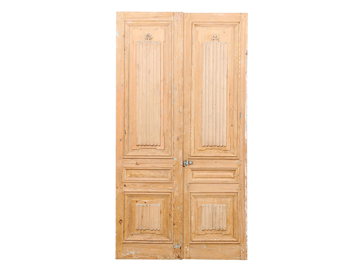 19th C. French Linen-Fold Carved Doors