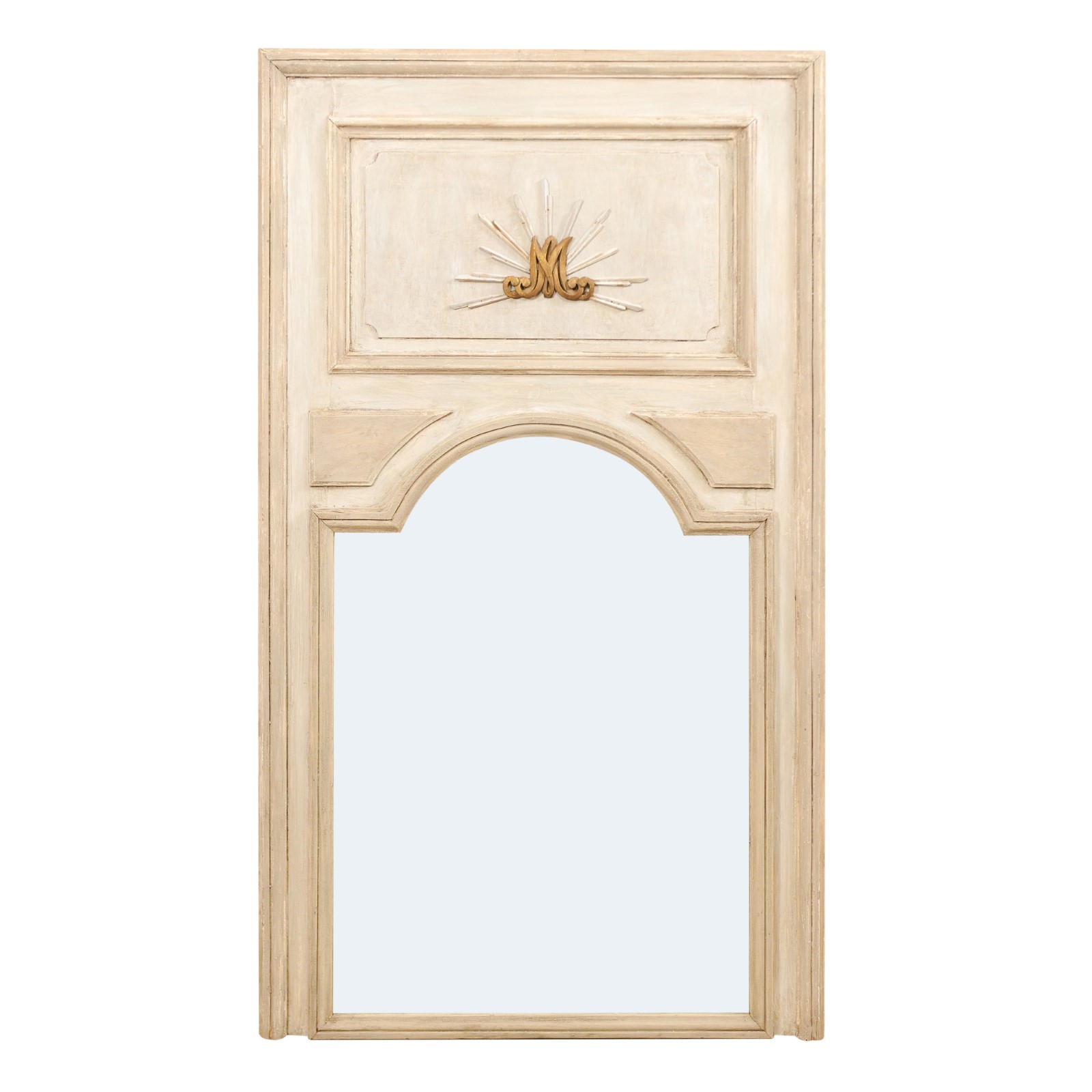 French 19th C. Trumeau Mirror w/Arch, 6+ ft