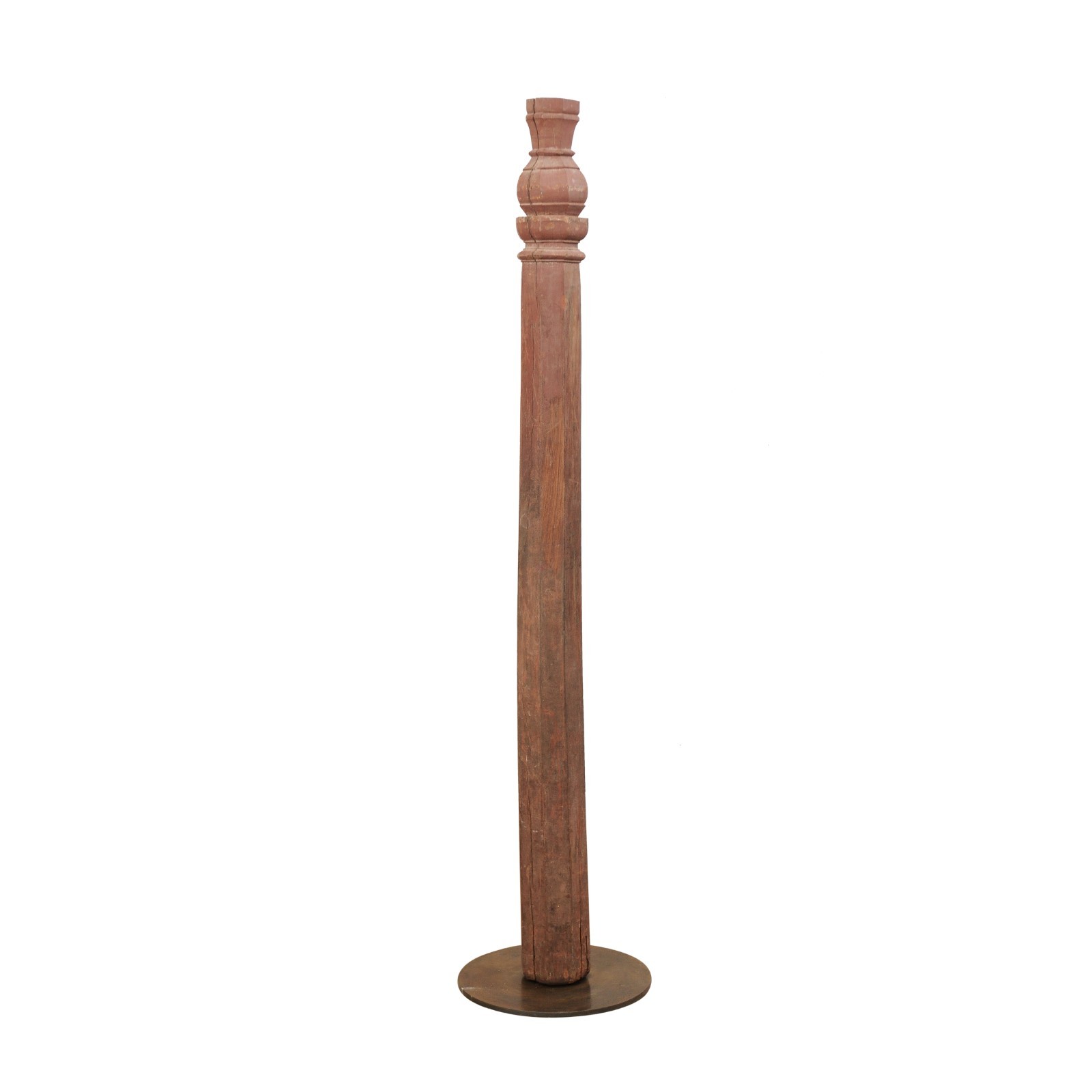 Antique Wooden Column on Stand, 6+ ft