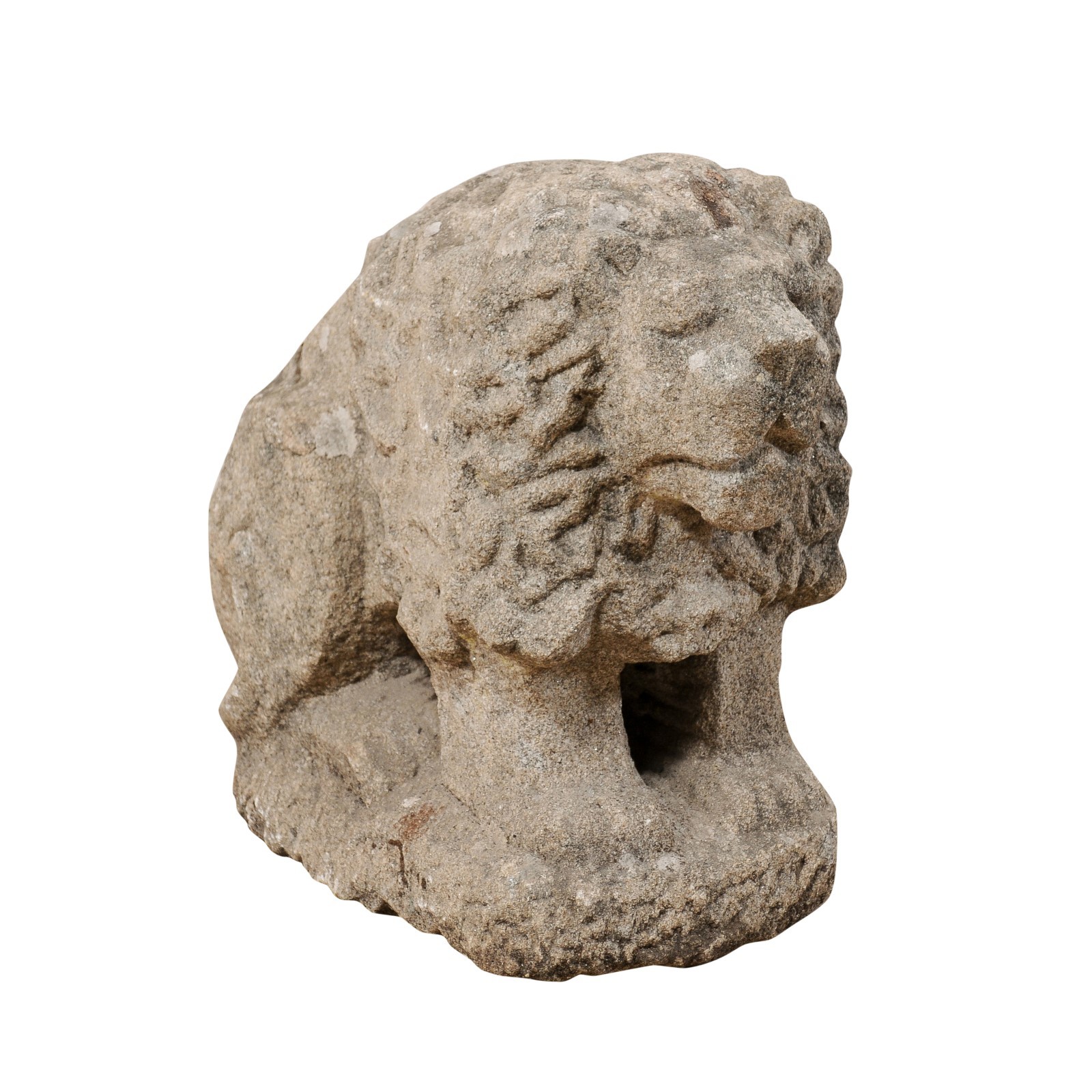 19th C. Lion of Hand-Carved Stone, 2+ Ft