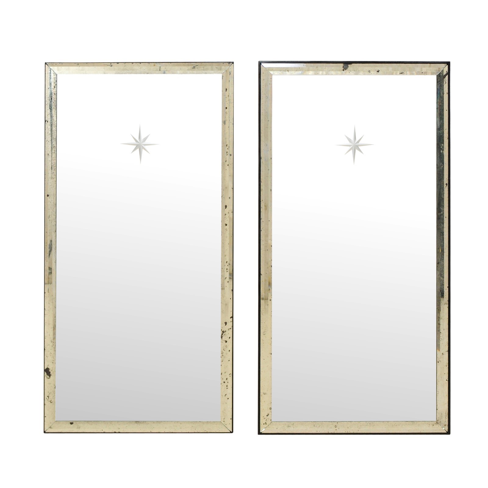 Pair Silver Starburst Artisan Mirrors