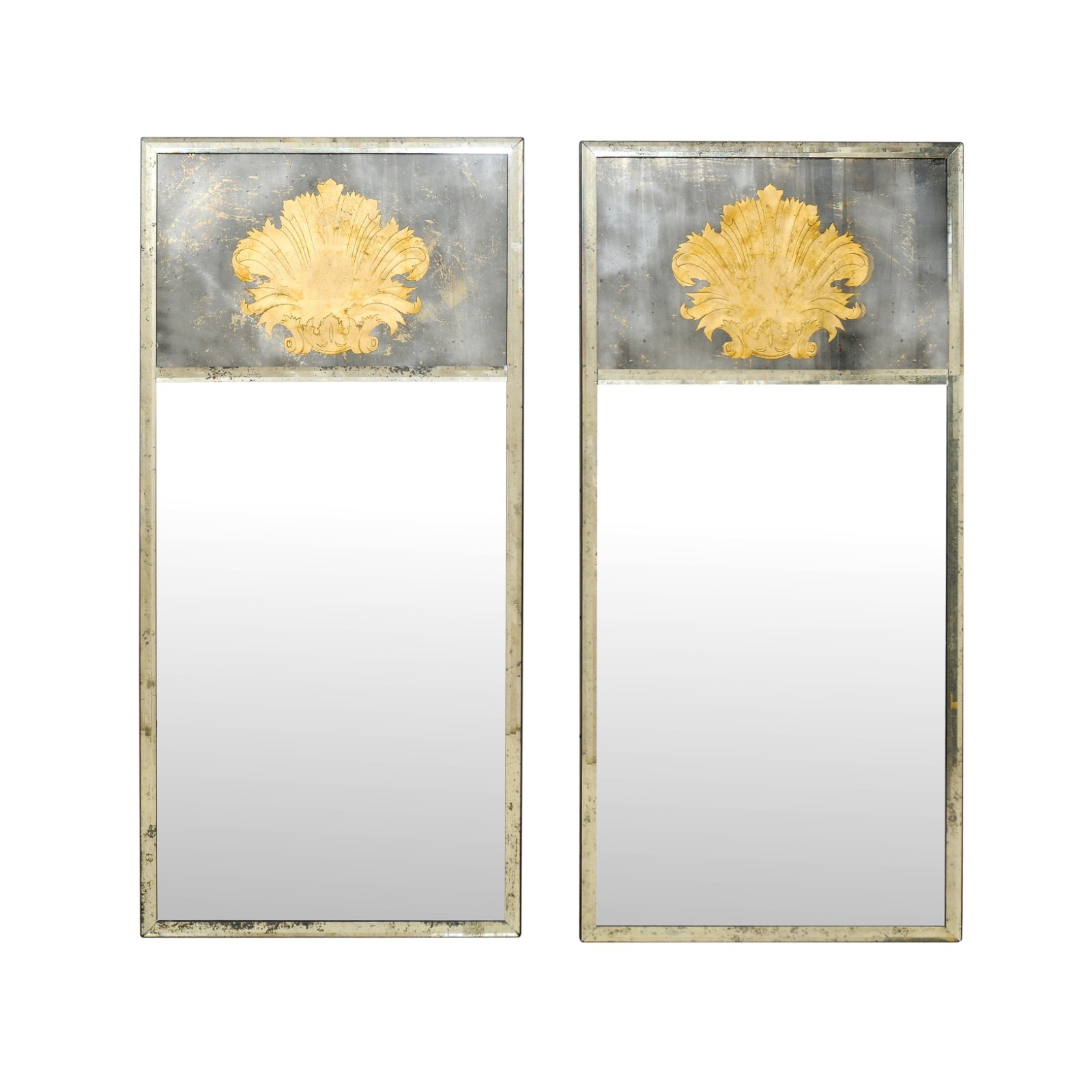 Pair of Tall Mirrors w/Fanned Acanthus Leaf