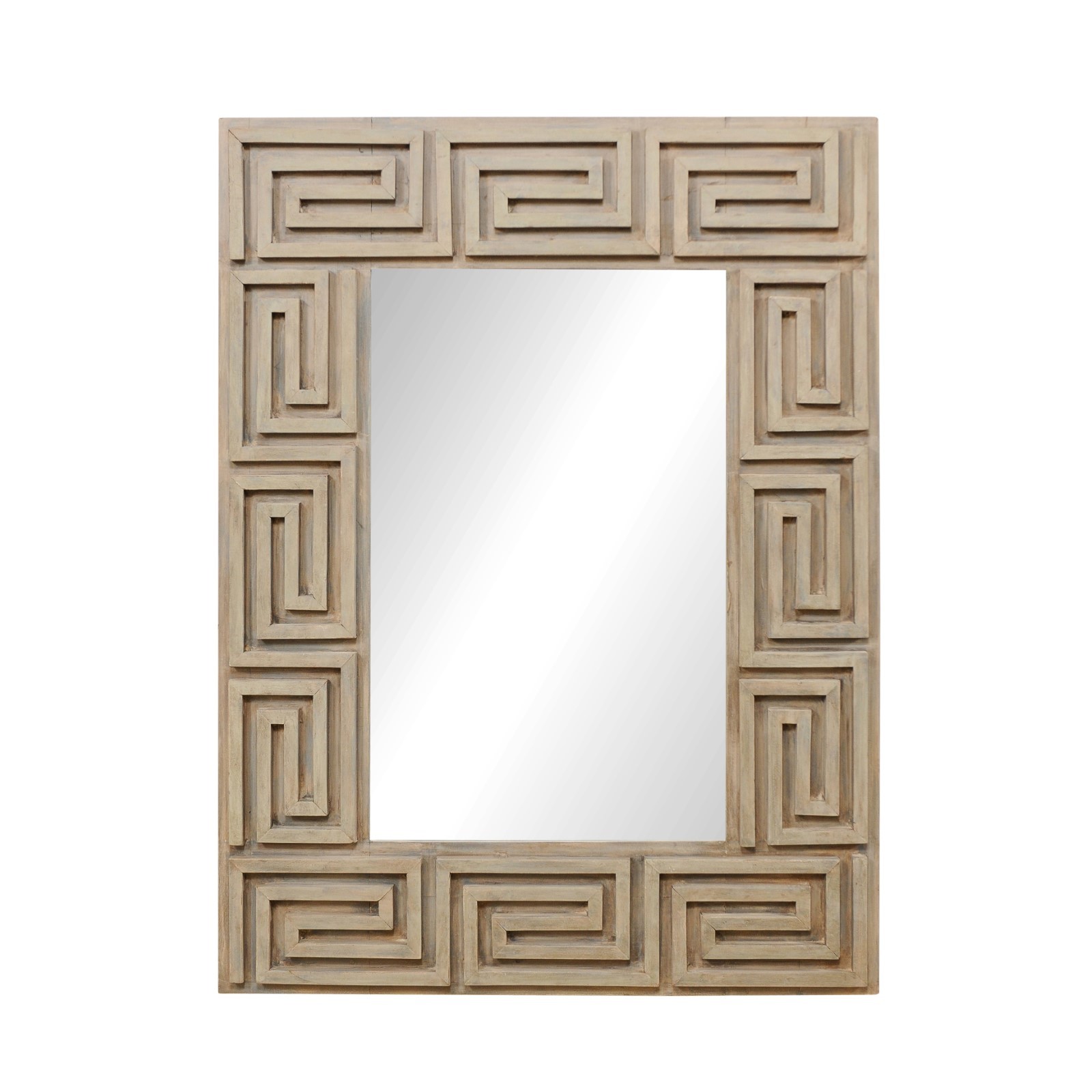 A Large Artisan Made Greek Key Motif Mirror