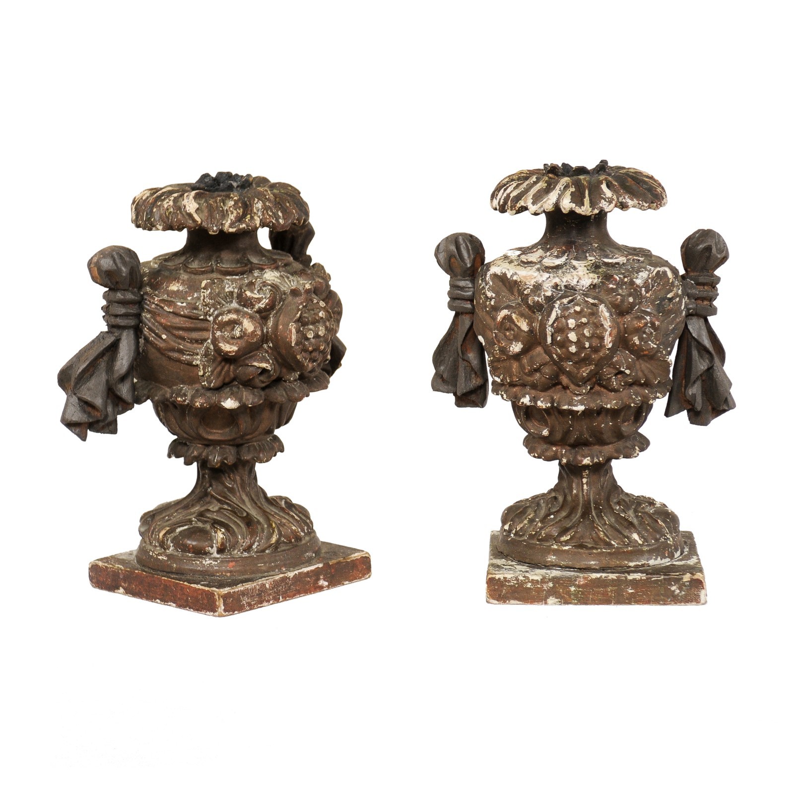 Antique Italian Urn & Floral Candle Holders