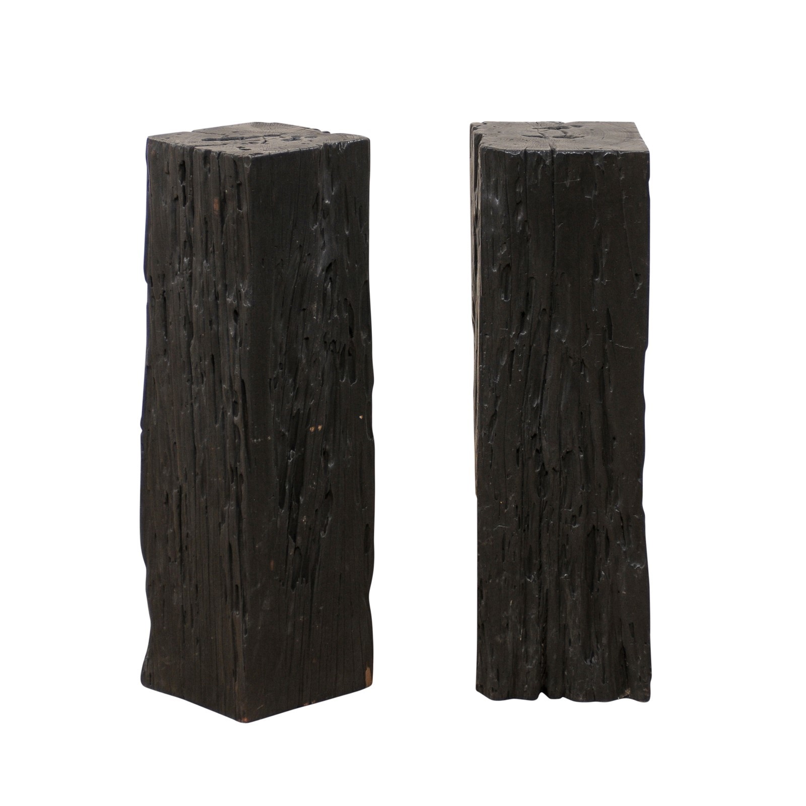 Carbonized Wood Pedestals, 29.5" Tall