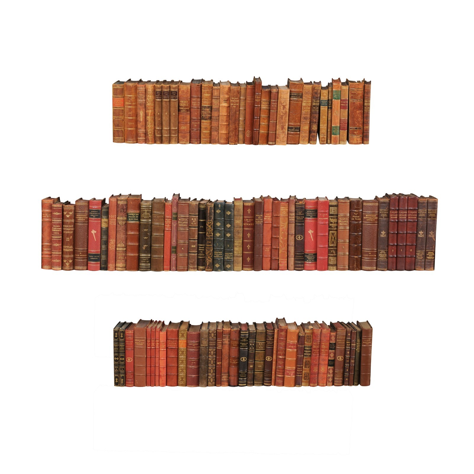 100 Swedish Antique Books, 10 Ft Length Run, 2238