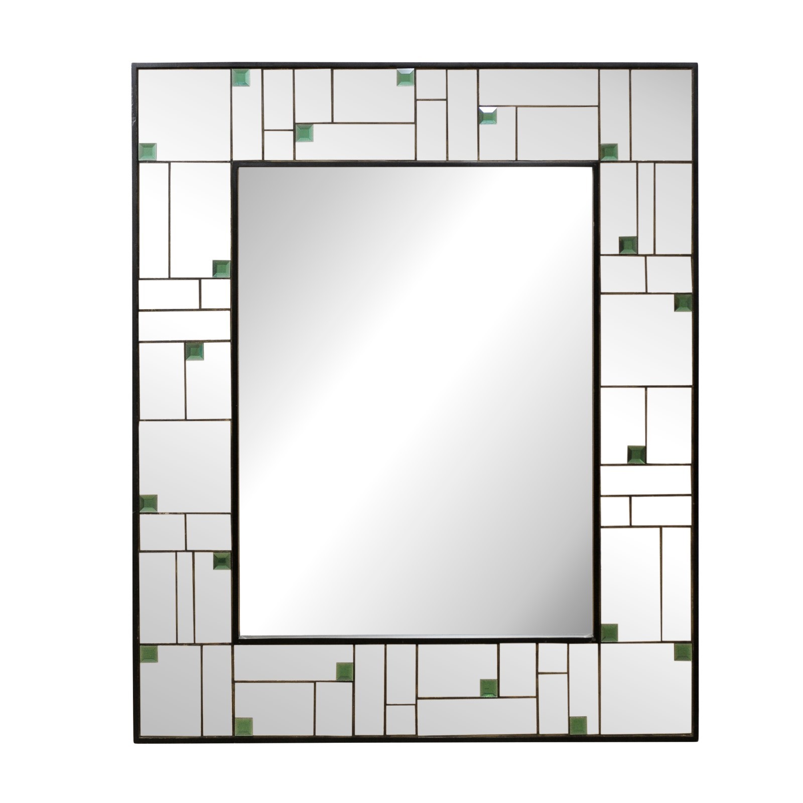 Tall Geometric Motif Mirror w/Green Accents