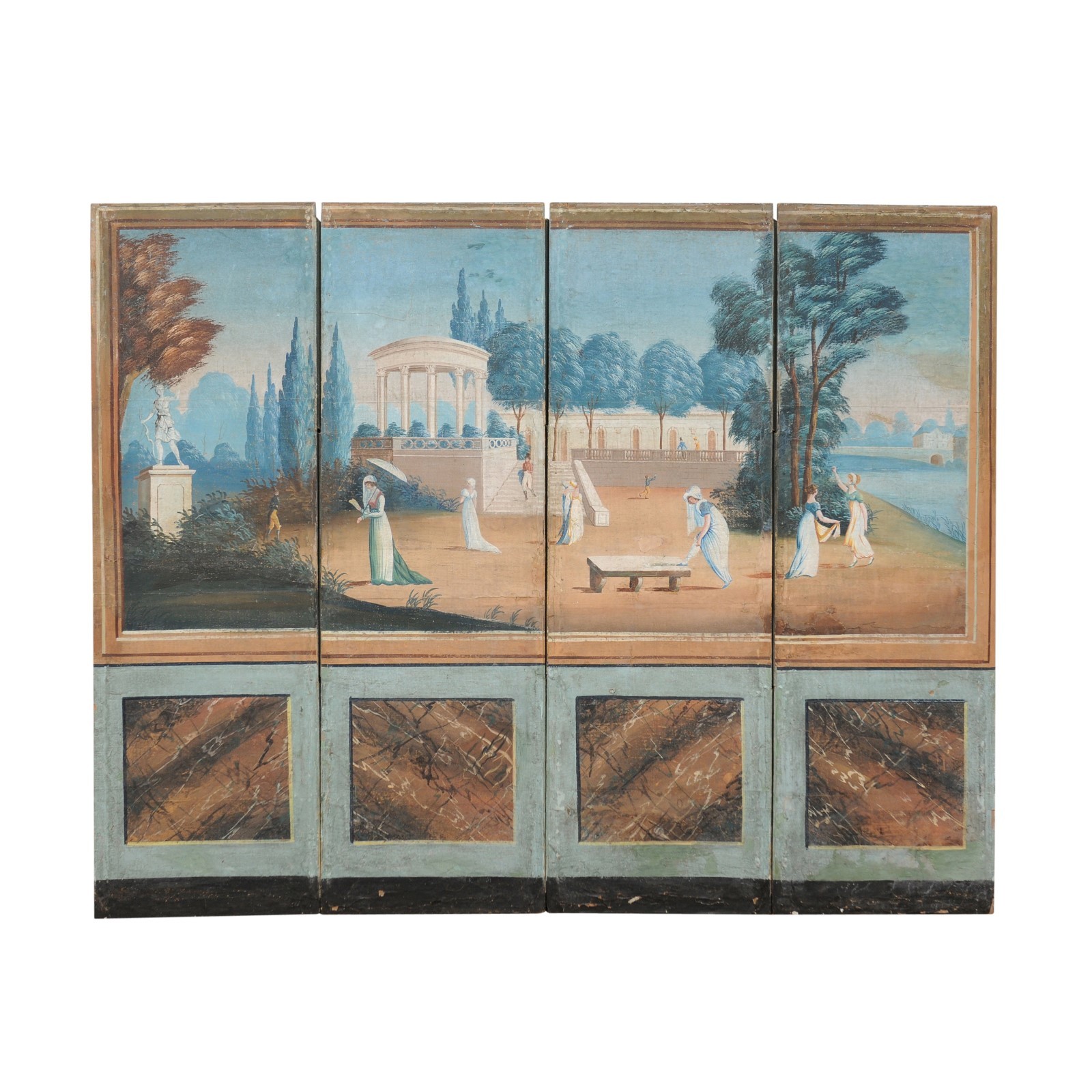 19th Century Painted French Folding Screen