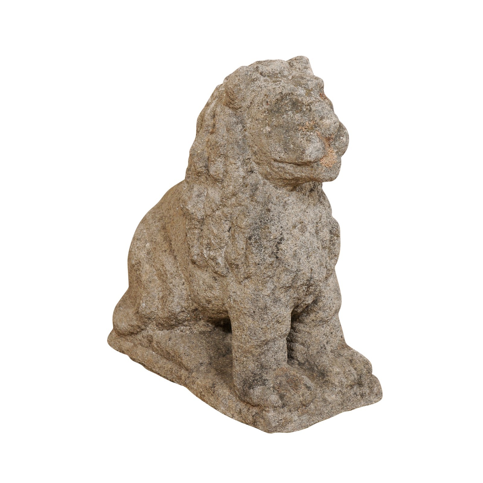 An 18th c. Hand-Carved Stone Lion, 25" Tall