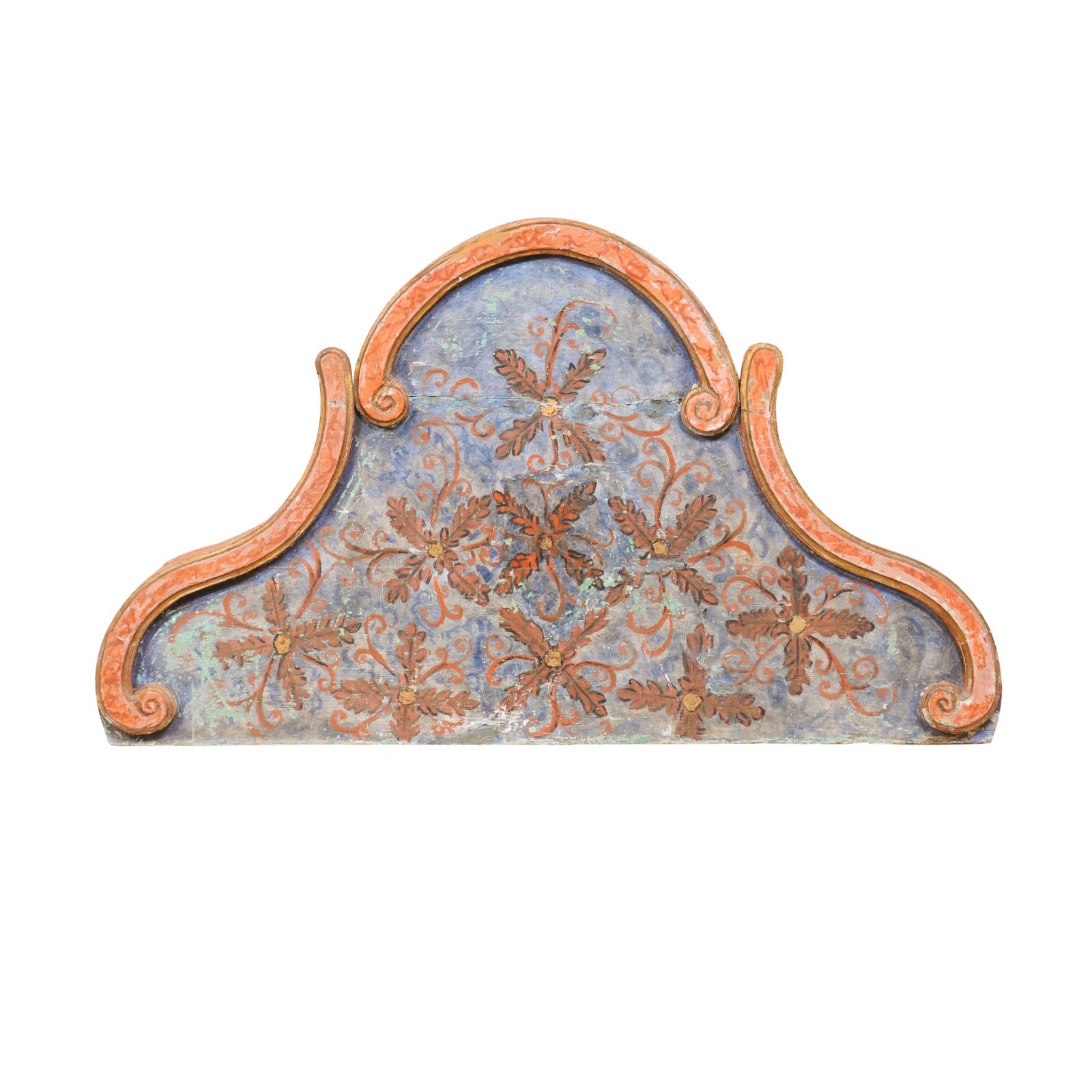 Spanish 19th c Floral-Painted Wall Pediment