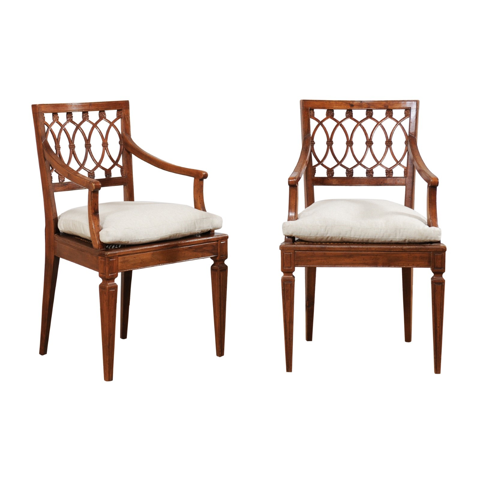 A Lovely Pair of Italian Wooden Arm Chairs 