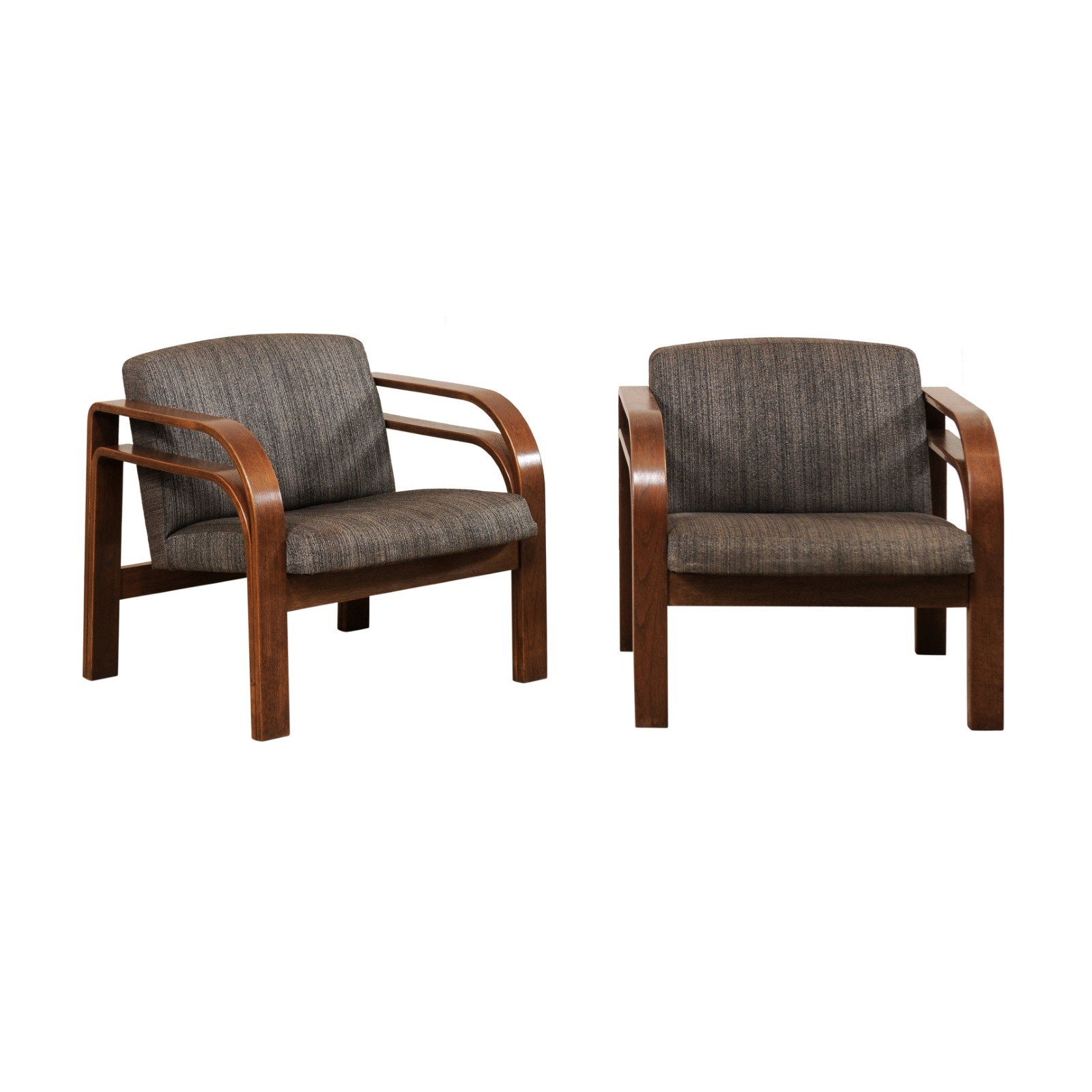 Pair French Double Bent-Wood Arm Chairs