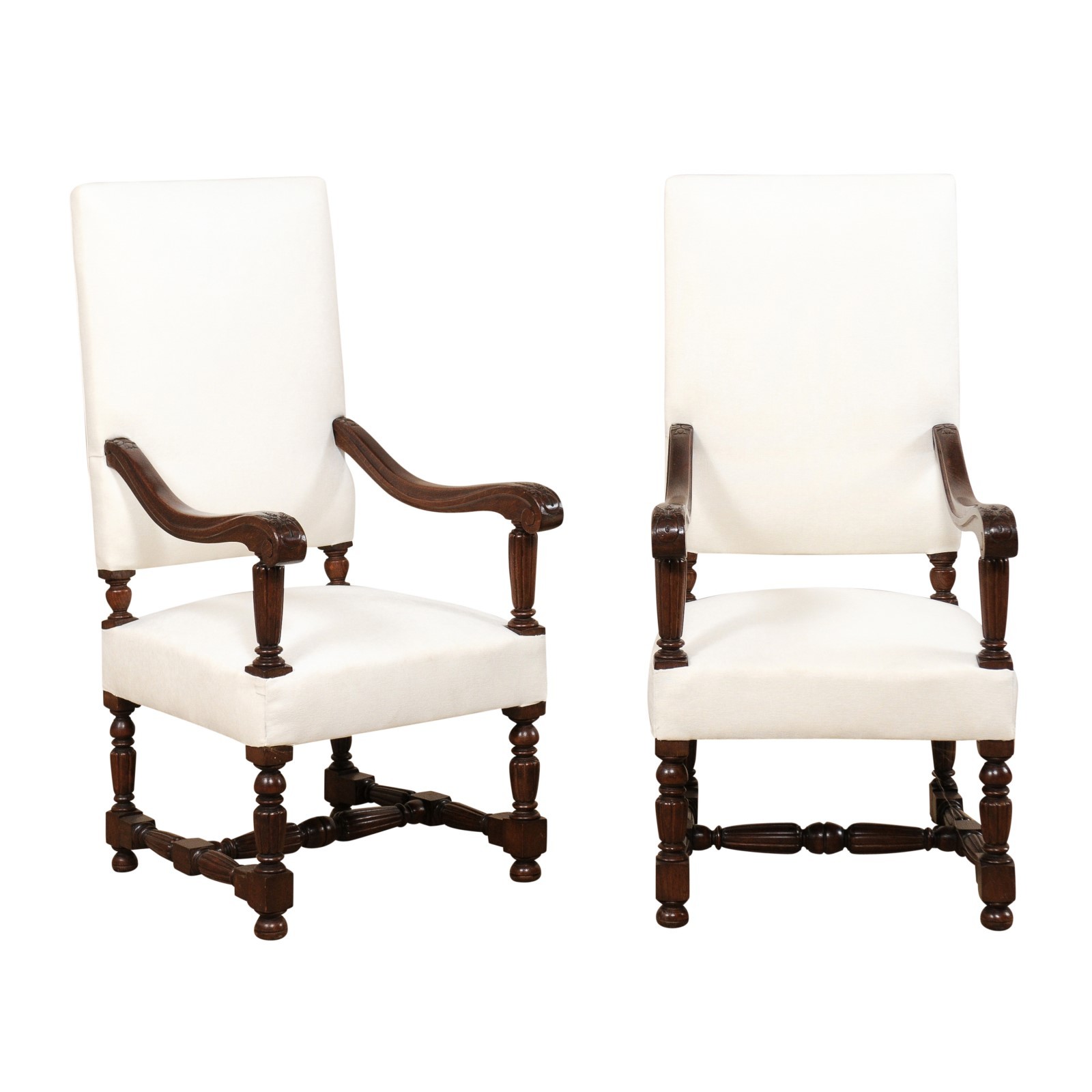 A Stately Pair of 19th C. Italian Armchairs