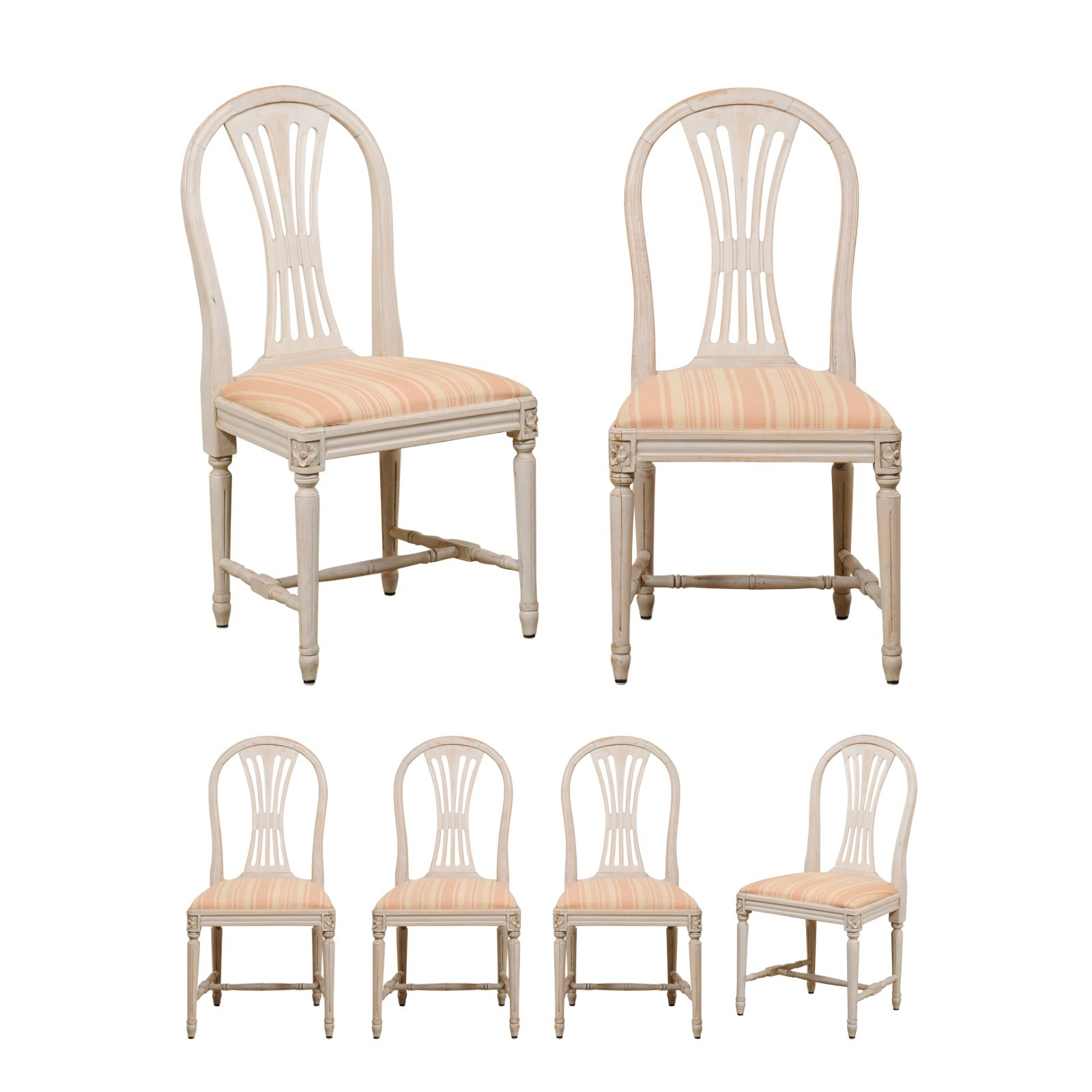Swedish Set of Six Vintage Side Chairs