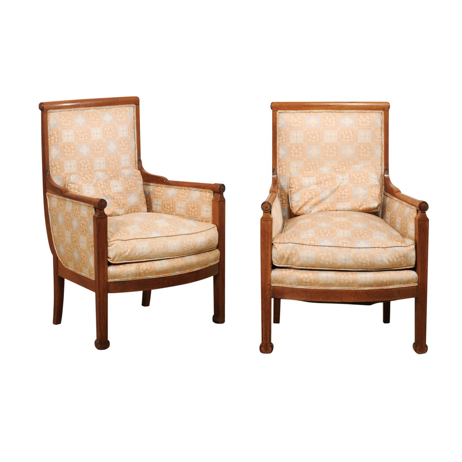 Pair French Bergère Chairs, Mid-Century